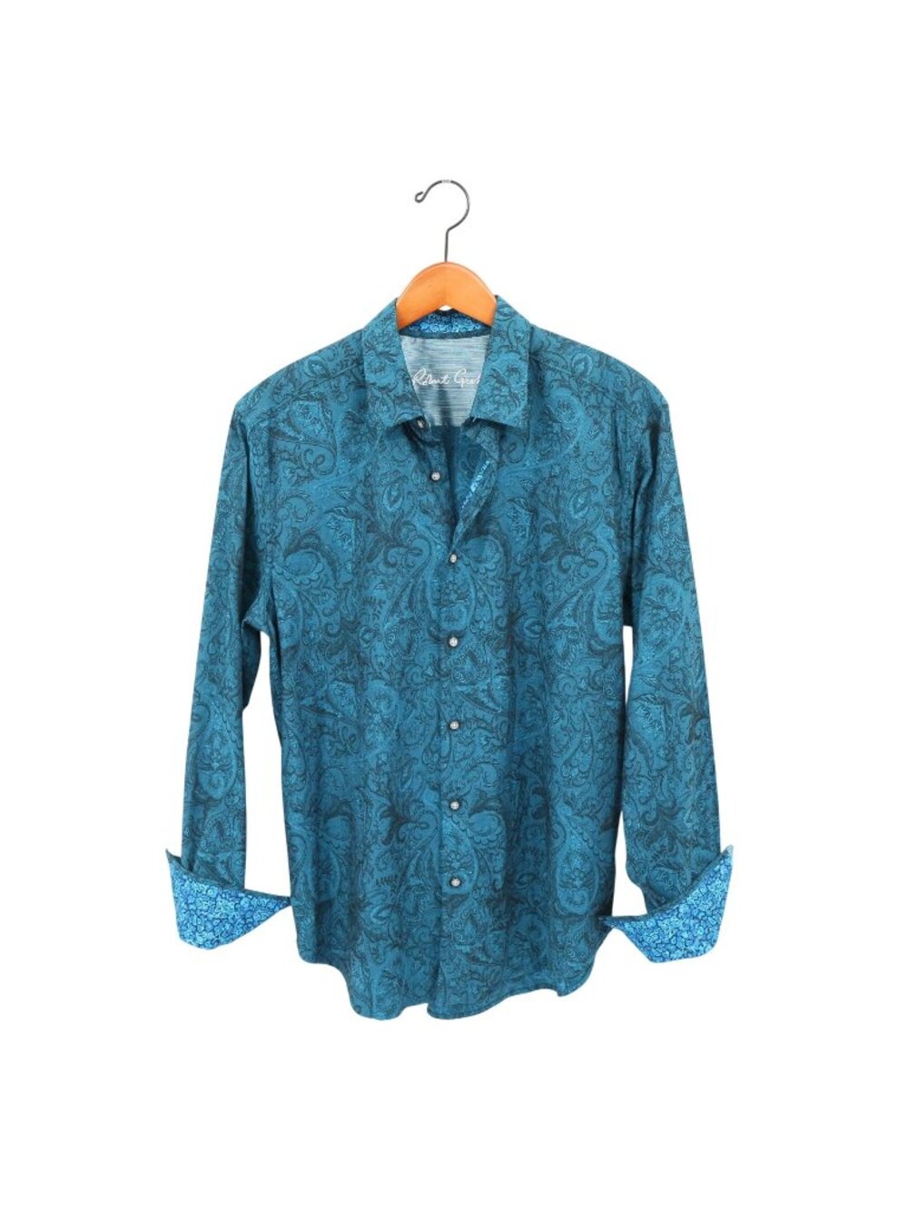 Robert Graham Andretti Paisley Teal Jacquard Classic Fit Long Sleeve Shirt M